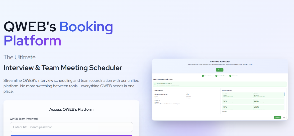 QWEB Calendar Booking App